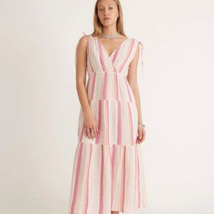 NWT Marine Layer Sage Double Cloth Maxi Dress in Pink Stripe XS
